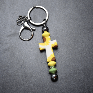 sunfllower cross keychain black